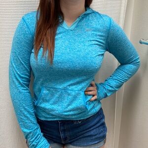 Women’s Nike Dri-Fit bright blue hooded-sweatshirt. Size small.